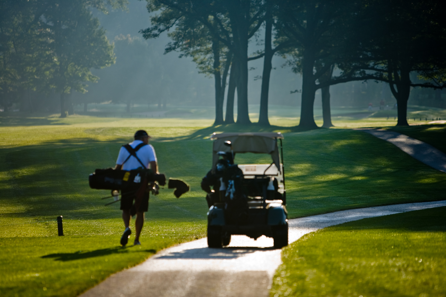 Two people enjoying a game of golf